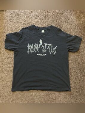 H&M Black Short-Sleeve Graphic Tee with Silver Print